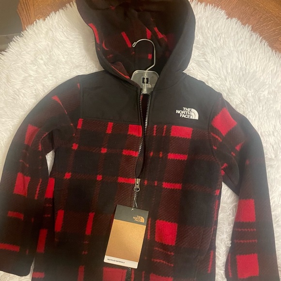 North Face kids Plaid Fleece Hoodie size 5 NWT - Picture 4 of 9